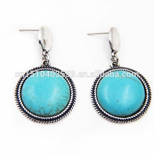 Exaggearted Wholesale Women Big Round Blue Resin Earrings