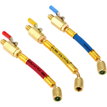 Color Coded A/C Charging Hoses R134A R410A R22 R12 with Ball Valve 1/4" SAE Thread