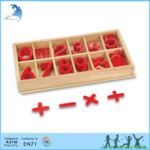 Preschool Wooden Educational Montessori Material EN71 Mathematic Toy Numbers with Symbols