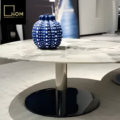 Imported Luxury Oreo Gray Irregular Marble Coffee Table