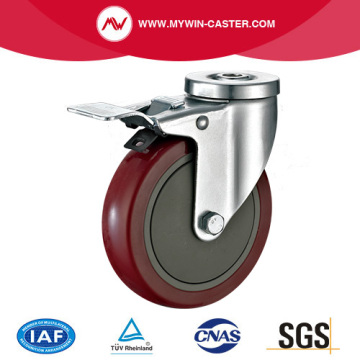 American Medium-light Duty Bolt Hole Total Lock Red PU Castor Wheel