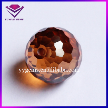 Hot Sale Cubic Zirconia Synthetic Brown Full Drilled Facet Cut CZ Gemstone Beads