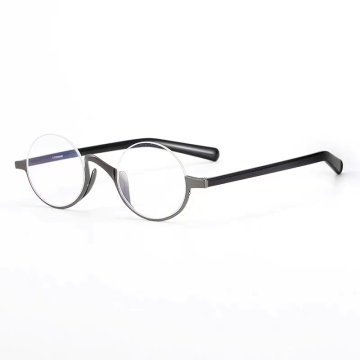 Half Frame Black Round Designer Glasses Sale