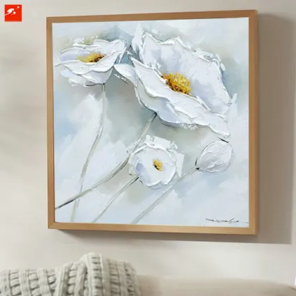 White Flower Handmade Oil Painting On Canvas