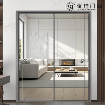 Porta deslizante de vidro único com painel duplo moderno