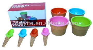 Plastic Ice cream bowl with spoon set