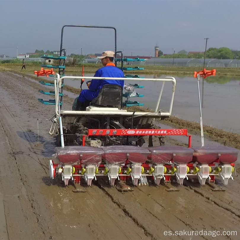 Operación de la máquina de siembra directa del agujero de arroz