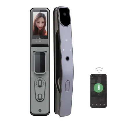 Tuya Zigbee Smart 3D Face Recognition Waterproof Fingerprint Video Door Lock with LCD Screen