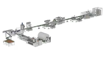 full automatic canister wipes making filling sealing labeling case packing and palletizing prodution line