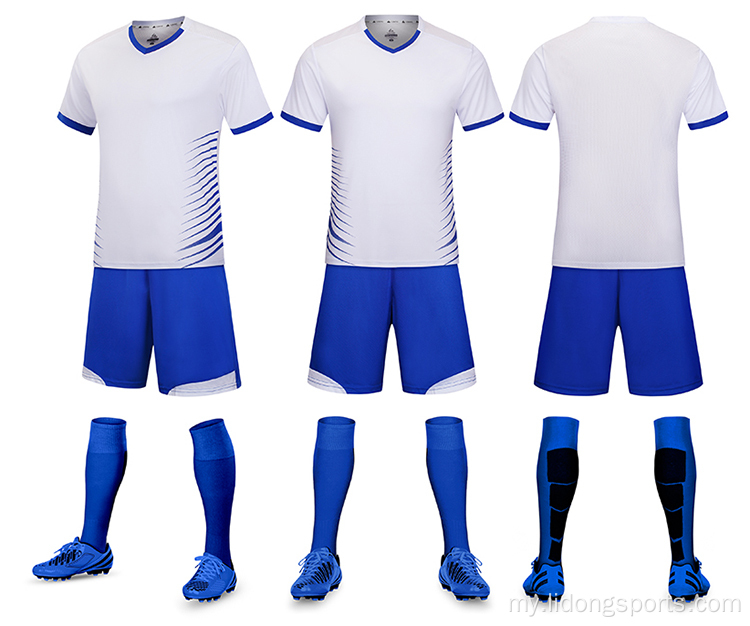 Model အသစ်နောက်ဆုံးပေါ်ဘောလုံးပြိုင်ပွဲ Jersey Designs Soccer Uniform