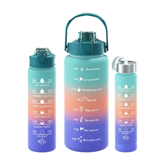 Gradient Plastic Outdoor Sports Water Bottle 3-Piece Set Water Cup: Your Ultimate Hydration Solution
