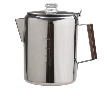 Percolator Coffee Maker Pot: 9 Cups, Stainless Steel - Perfect for Brewing Coffee on Fire Grills or Stovetops for Camping