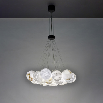 Factory Price Alabaster BOLKY Up Chandelier Brass Lamps Modern Luxury LED Pendant Lighting for Dining Room and Kitchen Island