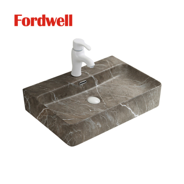 Modern Rectangular Above Counter Lavabo Ceramic Sink with One Hole