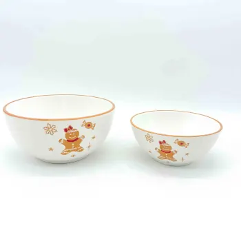 Christmas Gingerbread Man Ceramic Bowl Set