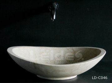 Beige marble sink yellow marble boat shape vessel basin