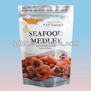 stand alone zipper bag package for frozen food