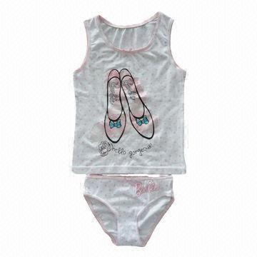 Children's Underwear Set with Full Print on White Ground, Available in 2 to 12A Sizes