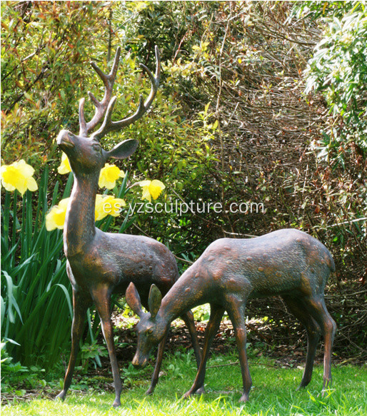 Vida decorativa jardín escultura de ciervos de tamaño para la venta