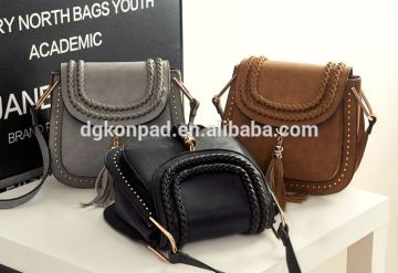 Manufactory wholesale fashion tassels pu leather single shoulder bags for lady