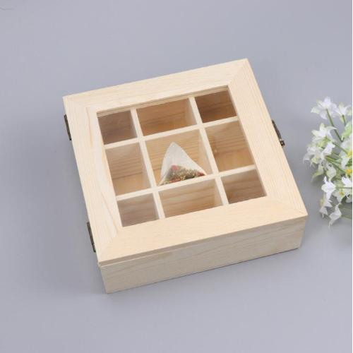 Wooden Tea Bags Gift Box With Glass Lid