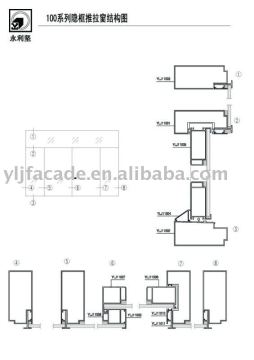 aluminum invisible sliding window 100