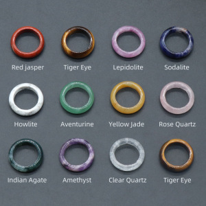 African Bloodstone 6T Stone Band Rings for Women Men Healing Chakra Stackable Ring Balance Energy