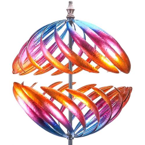  Colorful Flower Wheel Spinner 360 Degrees Double Steel Metal Wind Sculpture Manufactory