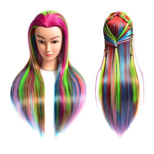 COLORFUL SYNTHETIC FIBER TRAINING MANNEQUIN HEAD FOR HAIRDRESSING CUTTING,BRAIDING,STYLING