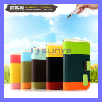Keychain String Magnetic Flip Stand Painting Leather Case, Wallet Card Bag Cover for iPhone 5 5s 5c Galaxy S3 Mini S4 Z10 (CASE-627)