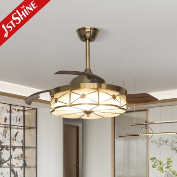 1stshine LED Ceiling Fan with Copper Decoration for Dining Room