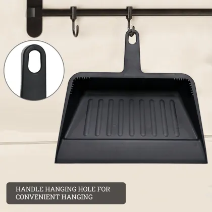 Affordable Heavy Duty Black 12" Plastic Hand Dustpans for Industrial & Commercial Use