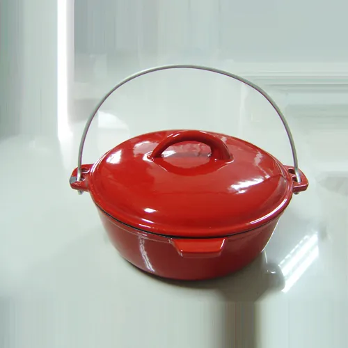 9 Quart Red Enamel Cast Iron Dutch Oven For Camp