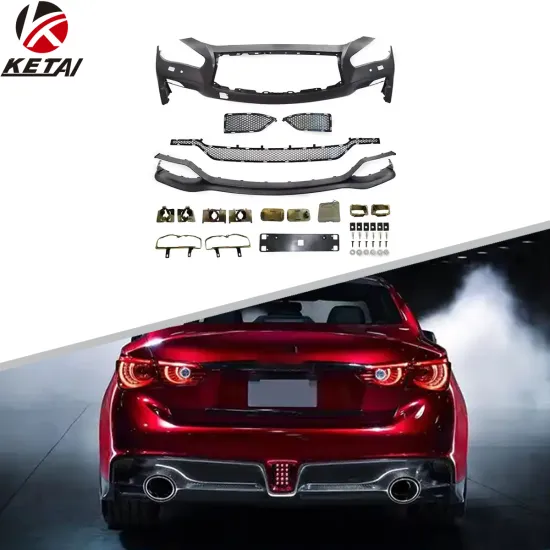 EAU Rouge Design Car Bumper Front Lip Rear Diffuser Kit for Infiniti Q50 2014-2017
