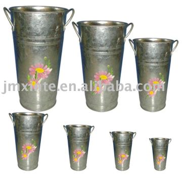 zinc round garden flower bucket/pot