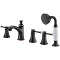 Deck Mount Roman Tub Faucet With Sprayer
