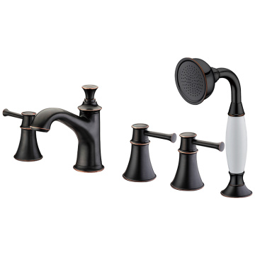 Deck Mount Roman Tub Faucet With Sprayer