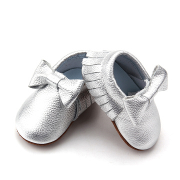 Mocassins mignons pour bébé fille avec nœud antidérapant