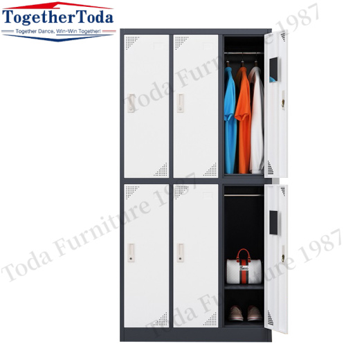 Metal cabinets with flat doors for changing clothes