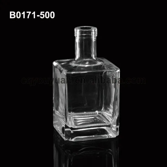 Flint Glass Square Whisky Glass Bottle 500ML High Quality Cognac Glass Bottle