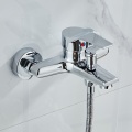 Bathroom Shower Faucets Brass Chrome Triple Bathtub Faucet Mixers Hot Cold Mixer Valve Nozzle Tap Wall Mounted Home Accessory