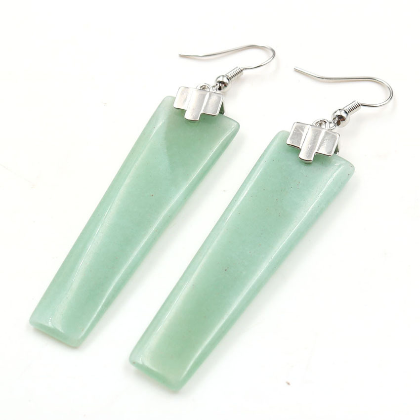 Pendientes de gota de cristal curativos Rectángulo Gemstone Gemstone Dangle Joyería para mujeres