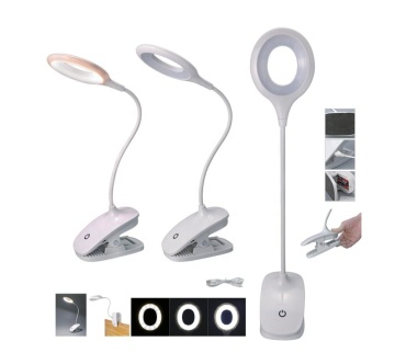 Big Clip 16 SMD LED Desk Lamp - Battery or USB Powered, Adjustable Brightness