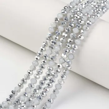 6mm Rondelle Imitate Jade Half Silver Plated Faceted Glass Beads: Detailed Search Engine Title