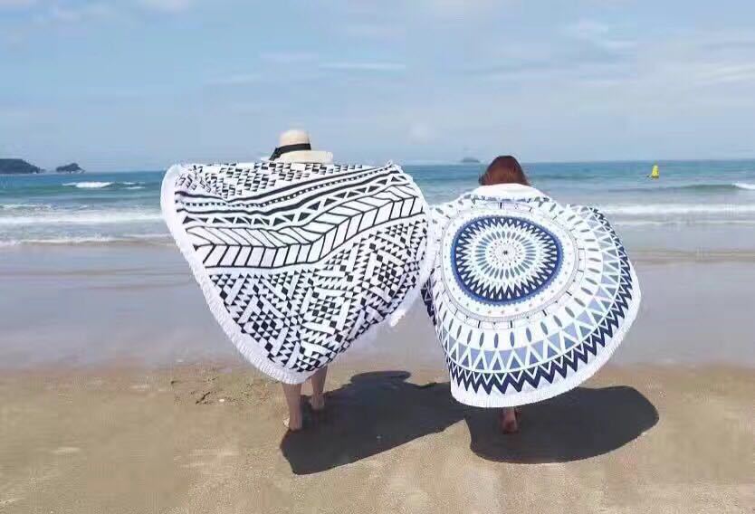 Printed Large Round Beach Towels With Tassel