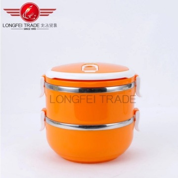 2 Layer Metal Lunch Box with Lock Stainless Steel Lunch Box for Kids