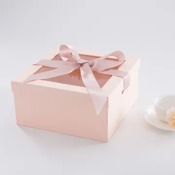 Custom Paper Square Gift Box With Transparent Lid