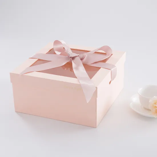 Custom Paper Square Gift Box With Transparent Lid