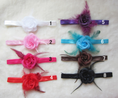 Feather Rose Sequined Hair Band, Smooth Elastic Headband, Headdress Hair Accessories