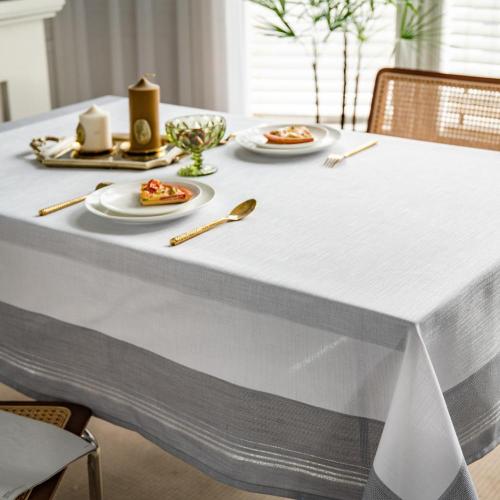 Faux -Leinenfaltenfest -Tischdecke für Rechtecktische